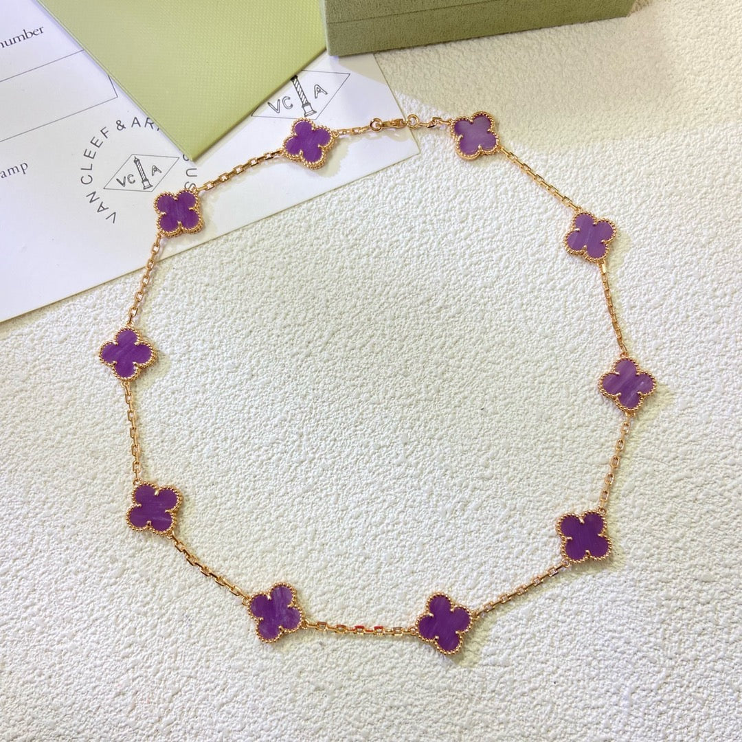 [Dawnora Jewelry Jewelry]CLOVER 10 MOTIFS  PURPLE VIOLET  NECKLACE