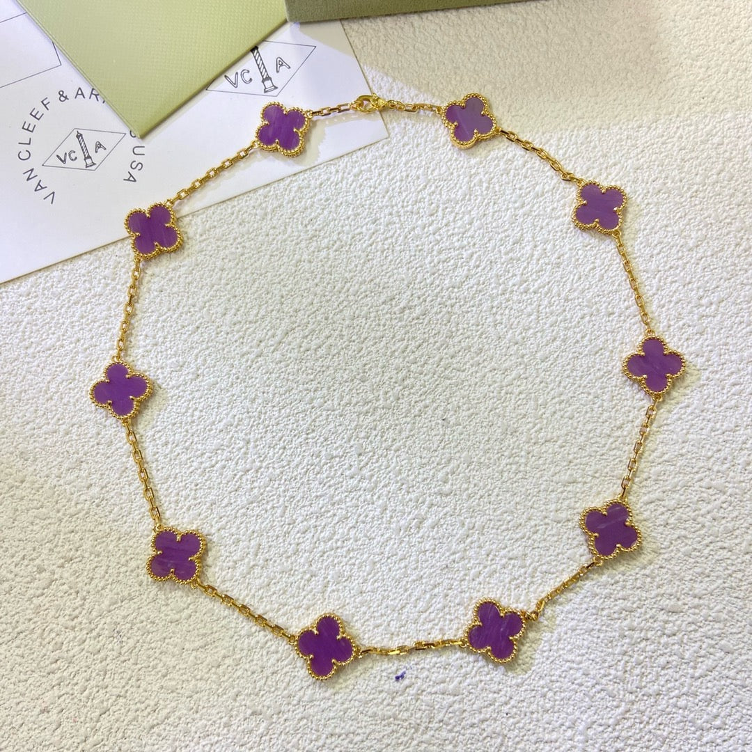 [Dawnora Jewelry Jewelry]CLOVER 10 MOTIFS  PURPLE VIOLET  NECKLACE