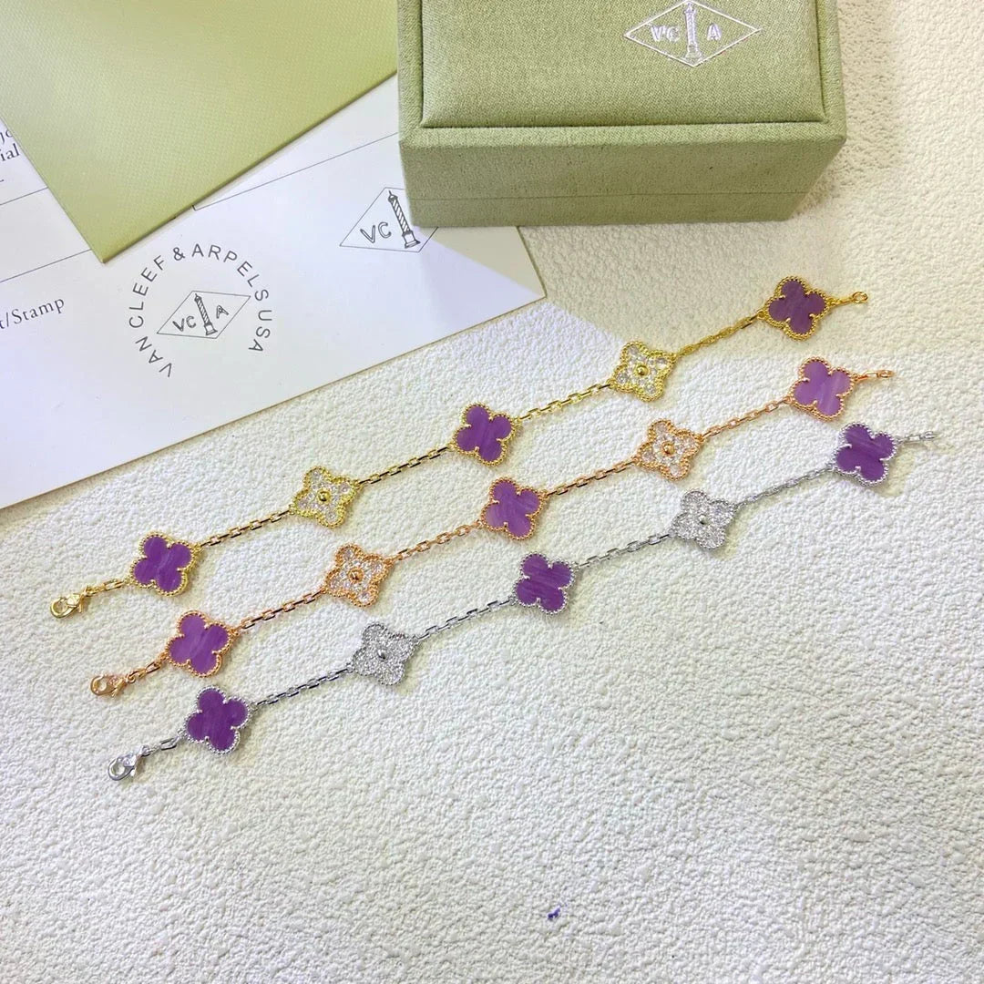 [Dawnora Jewelry] CLOVER 5 MOTIF VIOLET BRACELET COLLECTION