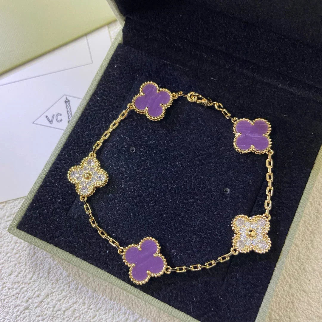 [Dawnora Jewelry] CLOVER 5 MOTIF VIOLET BRACELET COLLECTION