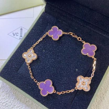 [Dawnora Jewelry] CLOVER 5 MOTIF VIOLET BRACELET COLLECTION
