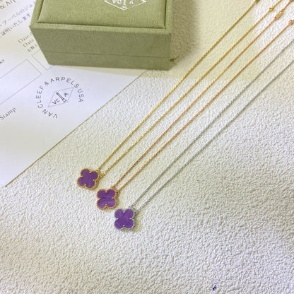 [Dawnora Jewelry Jewelry]CLOVER 15MM  PURPLE VIOLET NECKLACE
