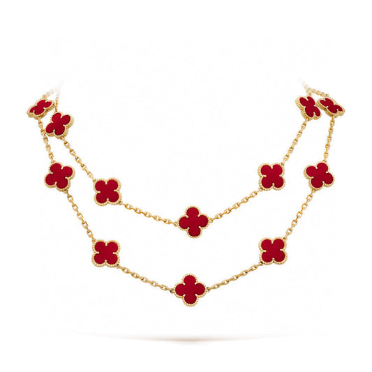 [Dawnora Jewelry]CLOVER 20 MOTIFS CARNELIAN NECKLACE