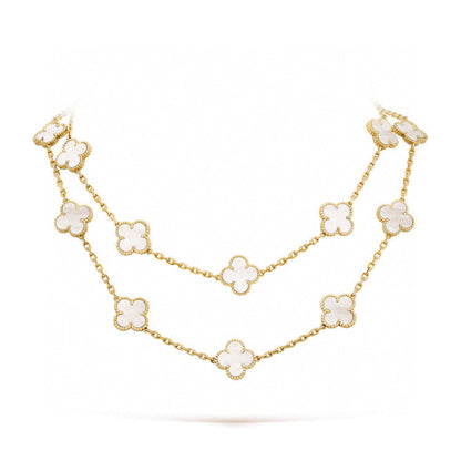 [Dawnora Jewelry]CLOVER 20 MOTIFS WHITE MOP NECKLACE