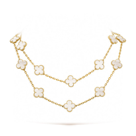 [Dawnora Jewelry]CLOVER 20 MOTIFS WHITE MOP NECKLACE