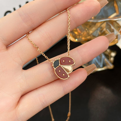 [Dawnora Jewelry]LUCKY  CARNELIANS LADYBUG NECKLACE