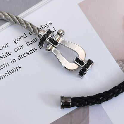 [Dawnora Jewelry]FORCE LARGE HORSESHOE BLACK DIAMOND BRACELET SILVER