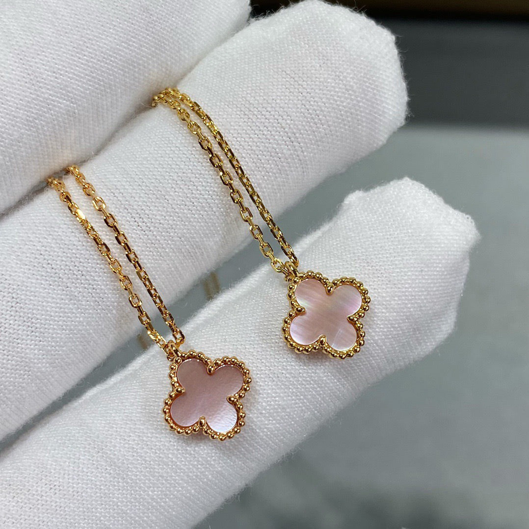 [Dawnora Jewelry]CLOVER 15MM PINK MOTHER-OF-PEARL SINGLE FLOWER NECKLACE