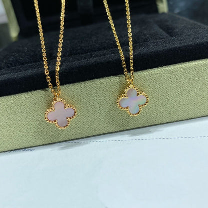 [Dawnora Jewelry]CLOVER 15MM PINK MOTHER-OF-PEARL SINGLE FLOWER NECKLACE