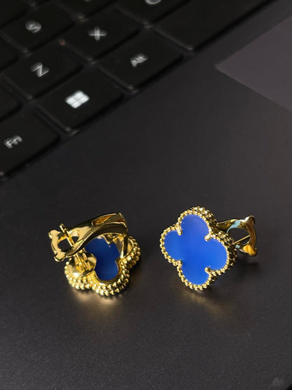 [Dawnora Jewelry] CLOVER LARGE (20mm) 1 MOTIFS BLUE MOP STUD EARRINGS