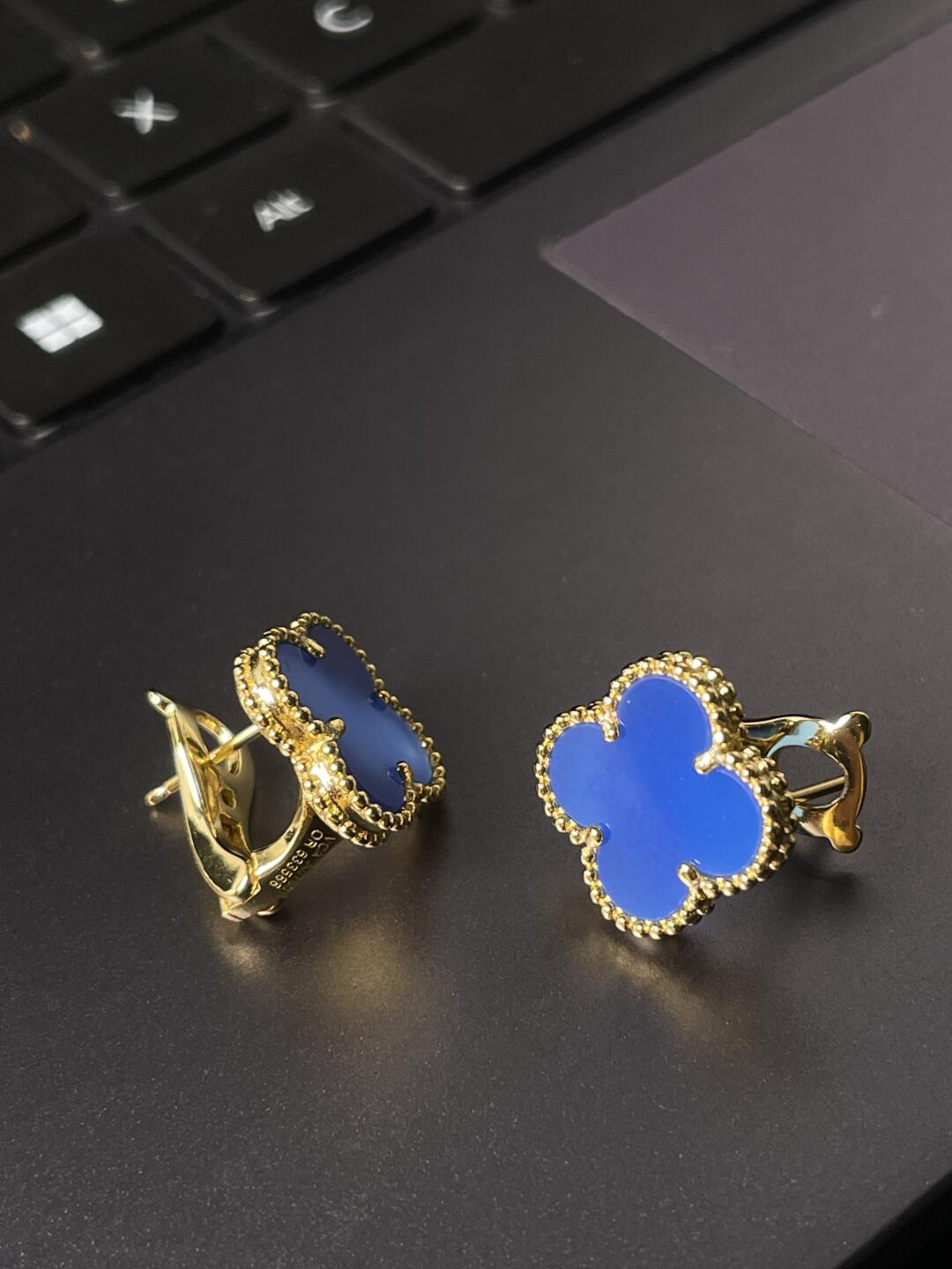 [Dawnora Jewelry] CLOVER LARGE (20mm) 1 MOTIFS BLUE MOP STUD EARRINGS
