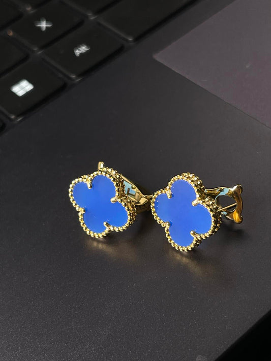 [Dawnora Jewelry] CLOVER LARGE (20mm) 1 MOTIFS BLUE MOP STUD EARRINGS