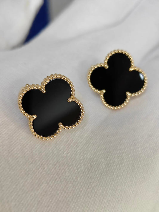 [Dawnora Jewelry]CLOVER 20MM BLACK MOP EARRINGS
