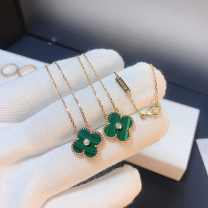 [Dawnora Jewelry]CLOVER 15MM DIAMOND TURQUOISE NECKLACE