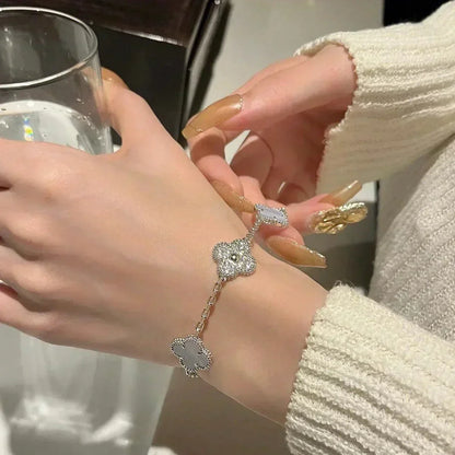 [Dawnora Jewelry] CLOVER 5 MOTIF PURPLE CHALCEDONY BRACELET COLLECTION