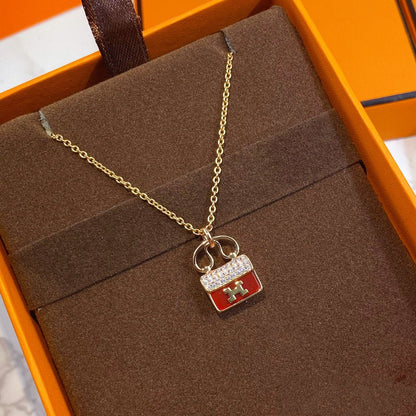 [Dawnora Jewelry]CONSTANCE RED PEDANT PINK GOLD NECKLACE