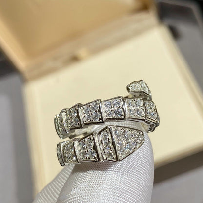 [Dawnora Jewelry]SERPENTI DOUBLE RING SILVER DIAMOND PAVED