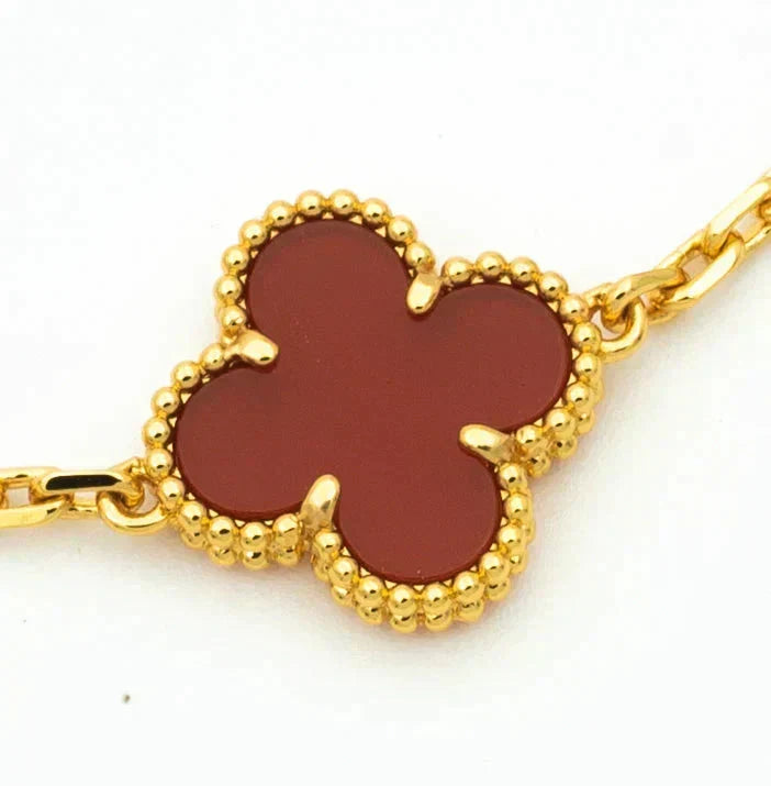 [Dawnora Jewelry] CLOVER 5 MOTIF RED CORNELIAN BRACELET COLLECTION