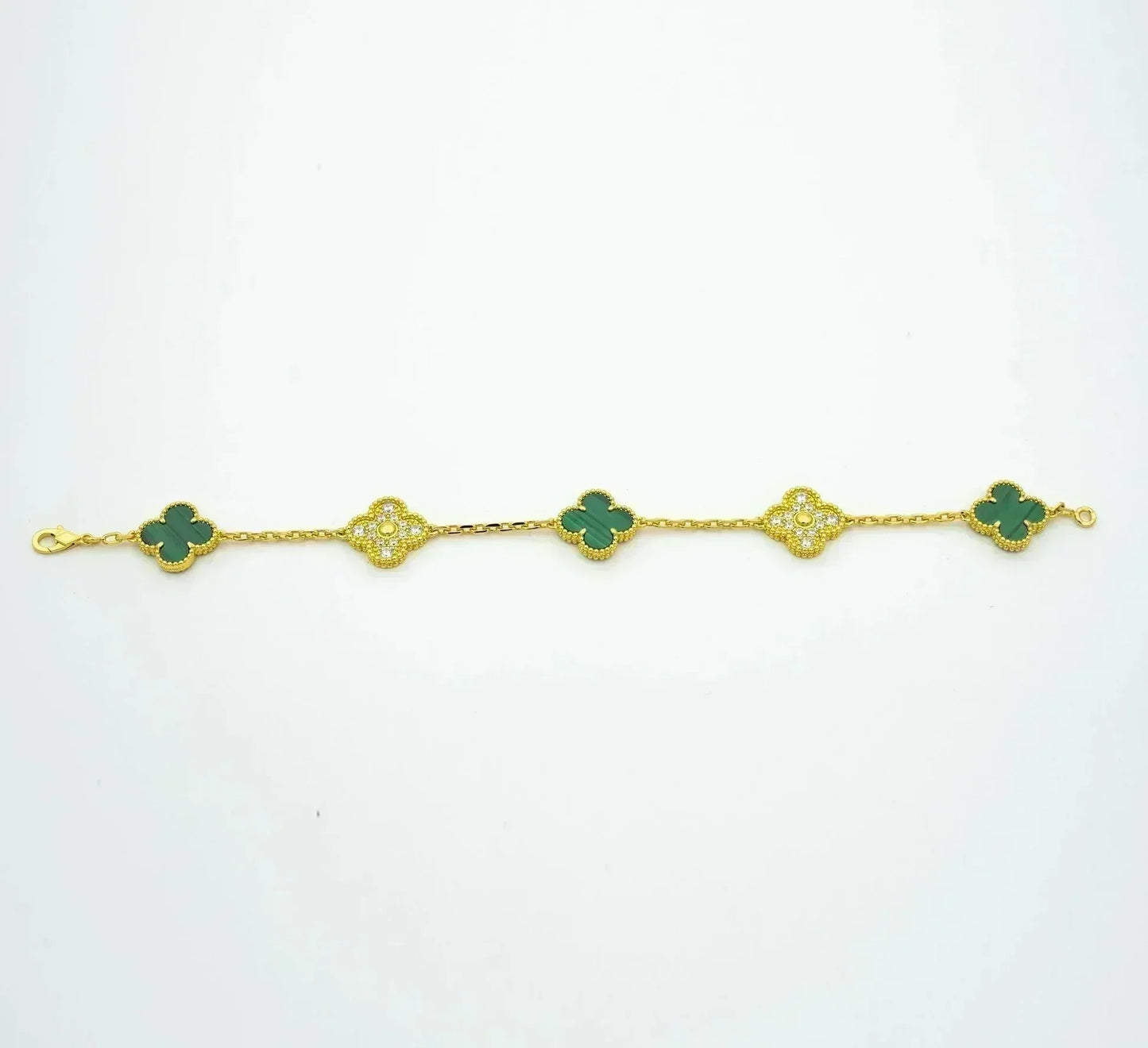 [Dawnora Jewelry] CLOVER 5 MOTIF MALACHITE BRACELET COLLECTION