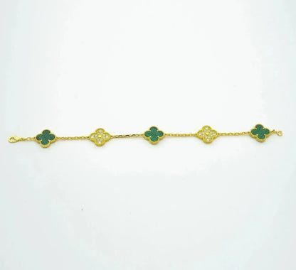 [Dawnora Jewelry] CLOVER 5 MOTIF MALACHITE BRACELET COLLECTION