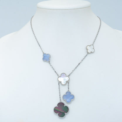 [Dawnora Jewelry]CLOVER MOP CHALCEDONY NECKLACE SILVER 6 MOTIF
