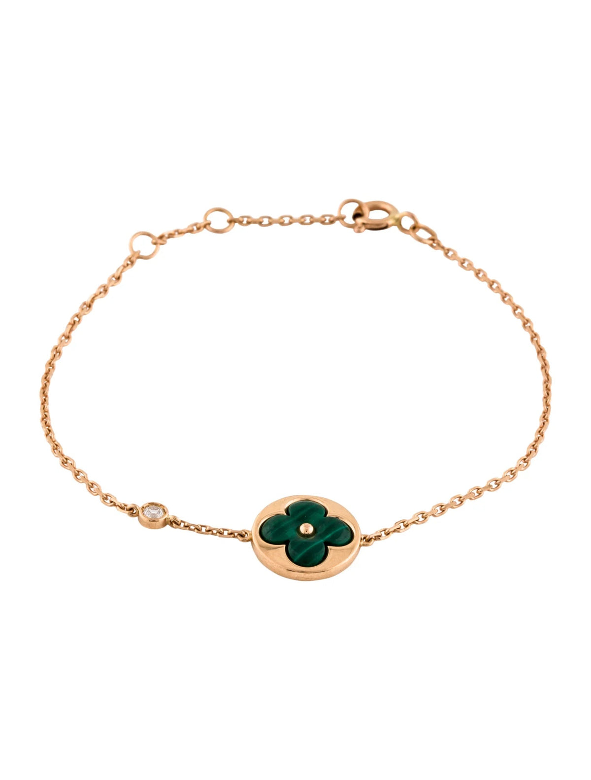 [Dawnora Jewelry]SUN MALACHITE 1 DIAMOND PINK GOLD BRACELET