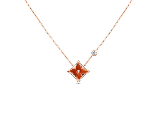 [Dawnora Jewelry]STAR NECKLACE PINK GOLD 1 DIAMOND
