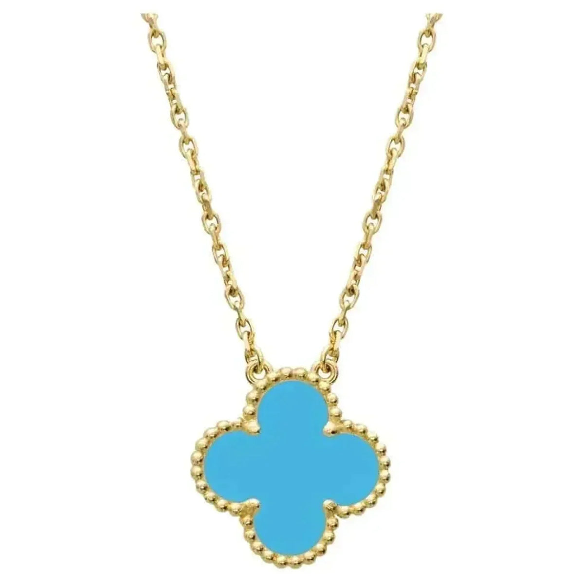 [Dawnora Jewelry]CLOVER 15MM VINTAGE TURQUOISE NECKLACE
