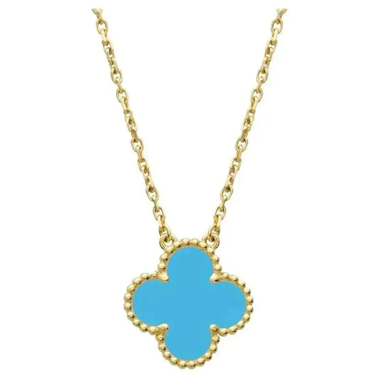 [Dawnora Jewelry]CLOVER 15MM VINTAGE TURQUOISE NECKLACE