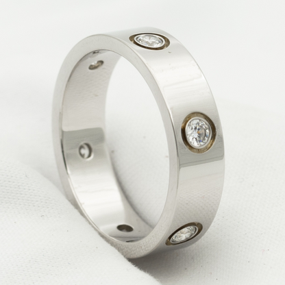 [Dawnora Jewelry]LOVE RING 5.5MM 6 DIAMONDS SILVER