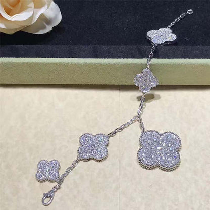 [Dawnora Jewelry]CLOVER 6 MOTIFS SILVER DIAMOND BRACELET