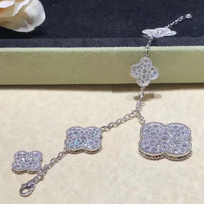 [Dawnora Jewelry]CLOVER 6 MOTIFS SILVER DIAMOND BRACELET