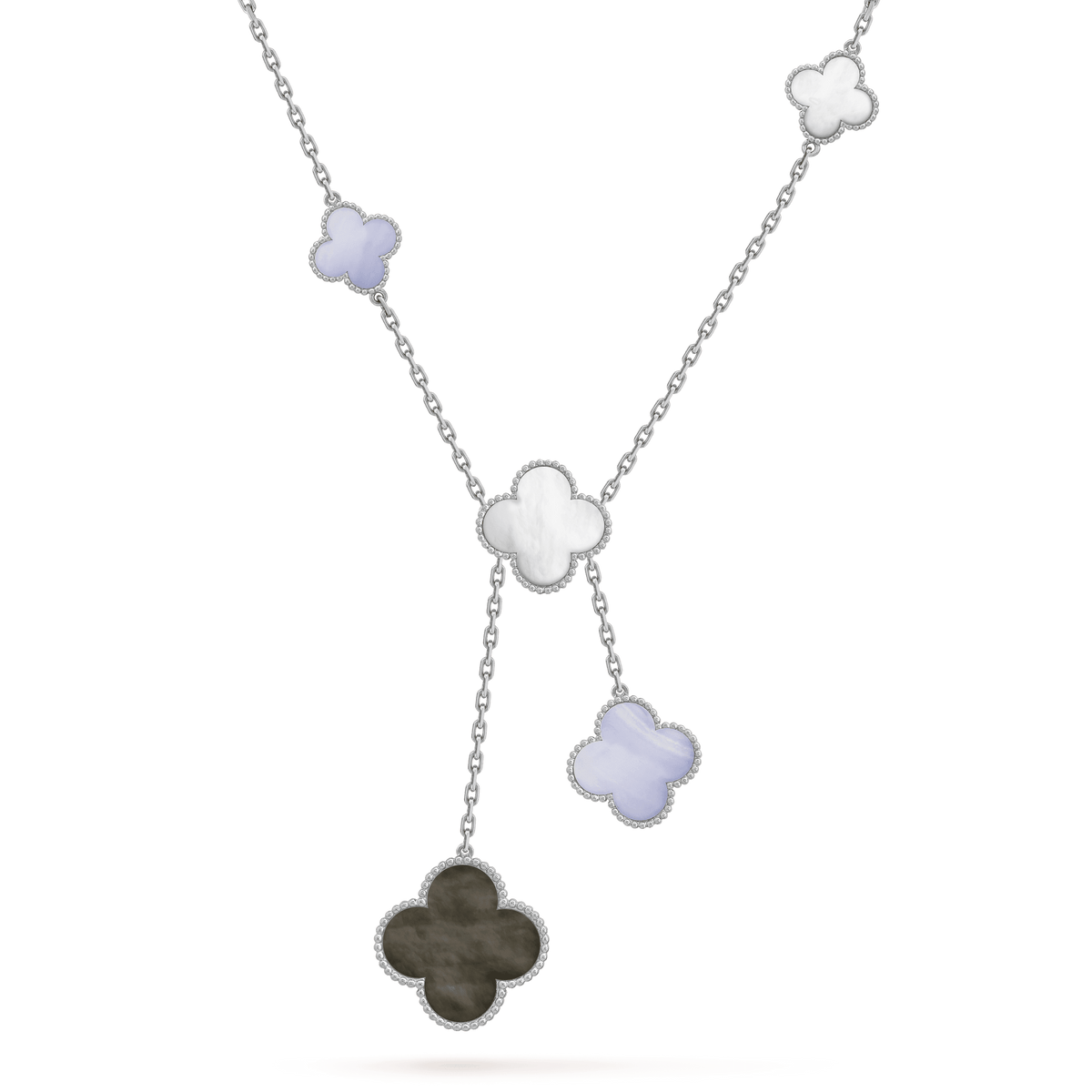 [Dawnora Jewelry]CLOVER MOP CHALCEDONY NECKLACE SILVER 6 MOTIF