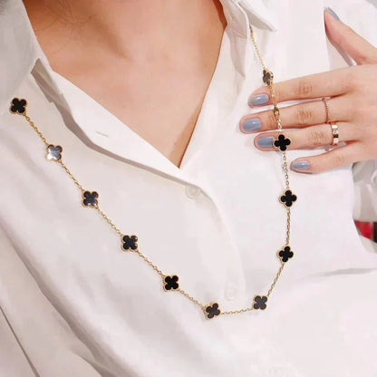 [Dawnora Jewelry]CLOVER 20 MOTIFS ONYX NECKLACE