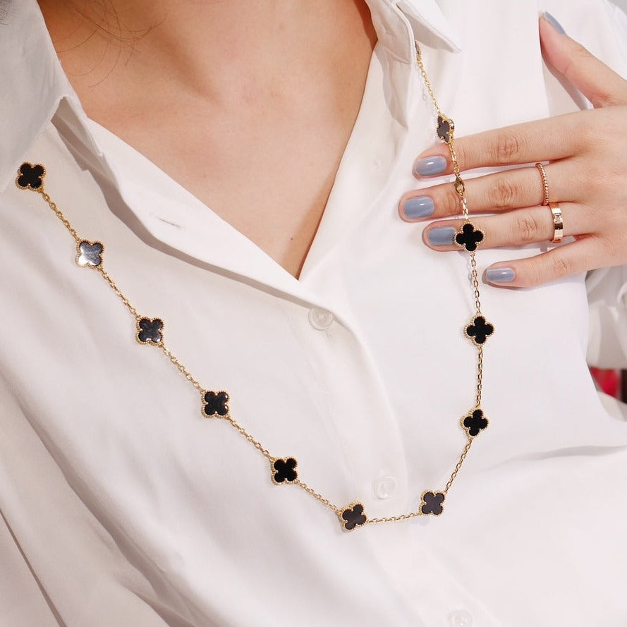 [Dawnora Jewelry]CLOVER 20 MOTIFS ONYX ROSE GOLD