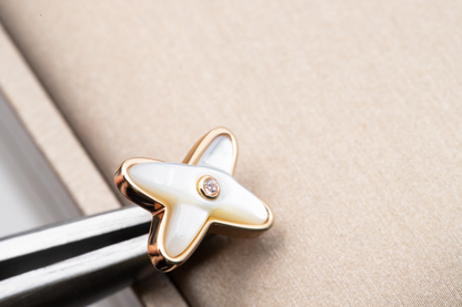 [Dawnora Jewelry]JEUX DE WHITE MOP ROSE GOLD DIAMOND EARRINGS