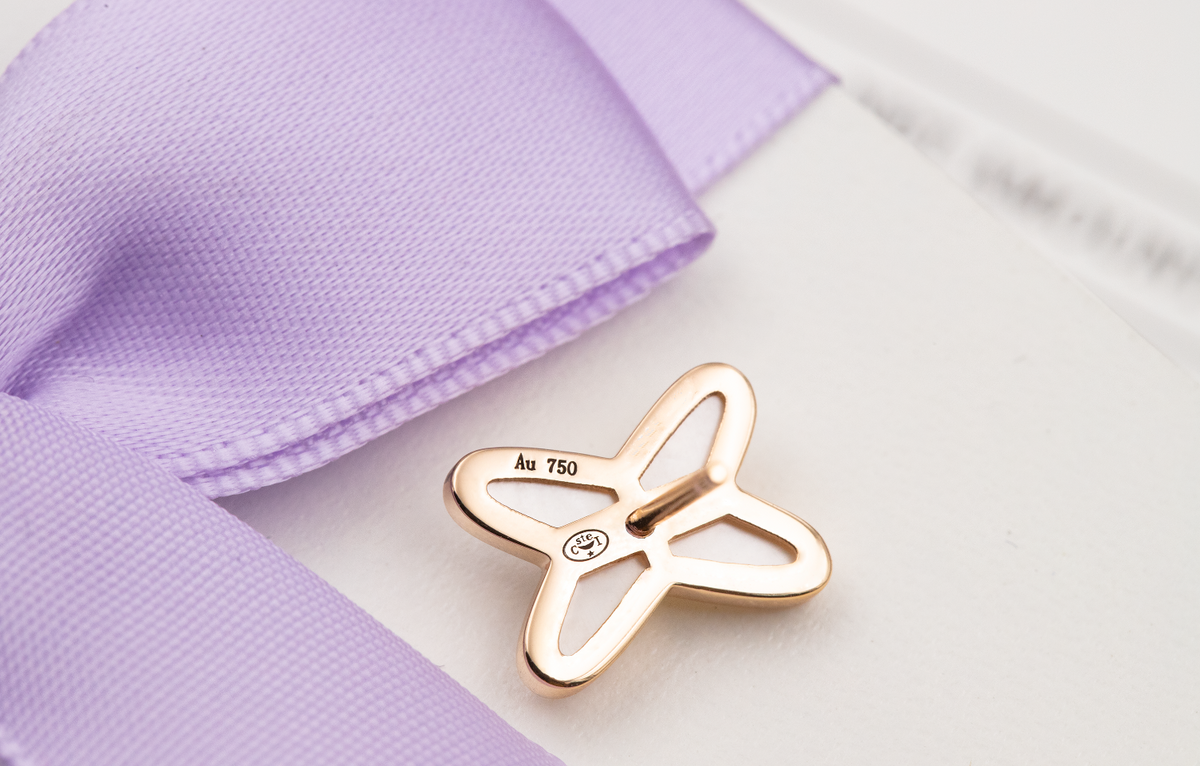 [Dawnora Jewelry]JEUX DE WHITE MOP ROSE GOLD DIAMOND EARRINGS