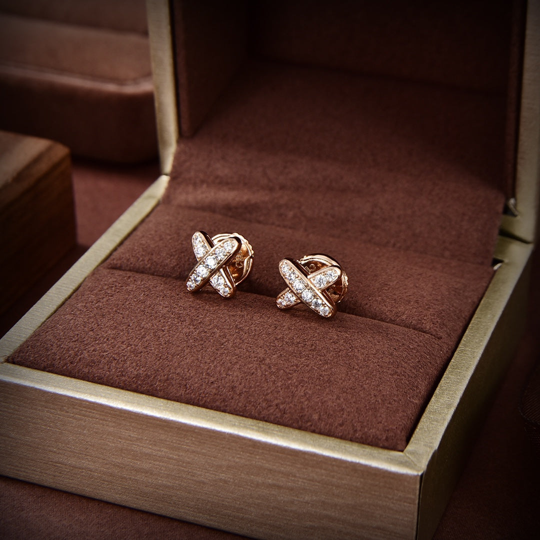 [Dawnora Jewelry]JEUX DE GOLD DIAMOND EARRINGS