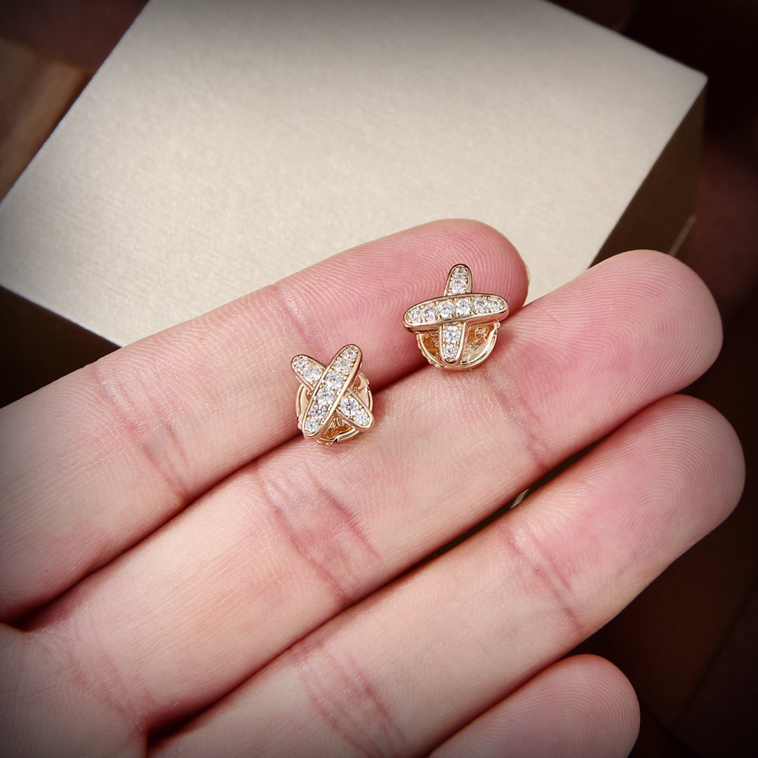 [Dawnora Jewelry]JEUX DE GOLD DIAMOND EARRINGS