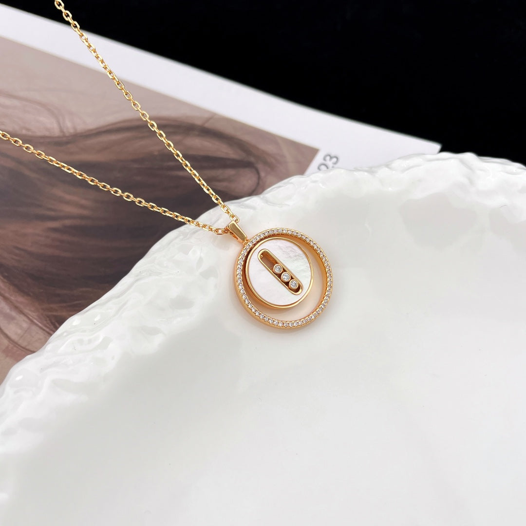 [Dawnora Jewelry]LUCKY MOVE MM NACRE BLANCHE DIAMOND NECKLACE