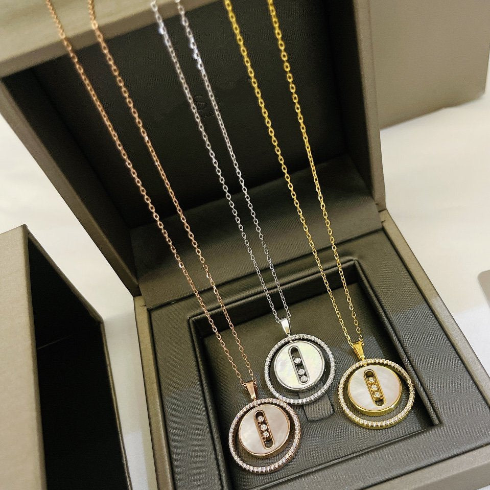 [Dawnora Jewelry]LUCKY MOVE MM NACRE BLANCHE DIAMOND NECKLACE