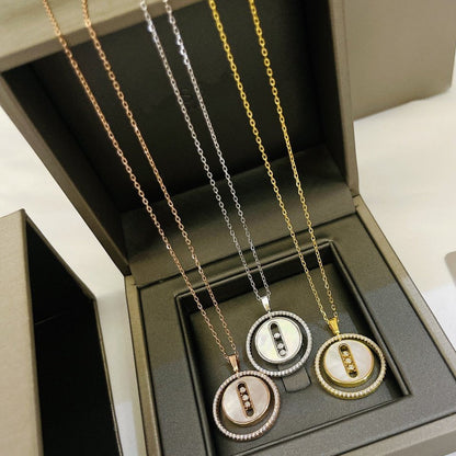 [Dawnora Jewelry]LUCKY MOVE MM NACRE BLANCHE DIAMOND NECKLACE