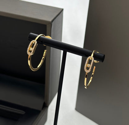 [Dawnora Jewelry]CREOLES MOVE UNO PM DIAMOND EARRINGS