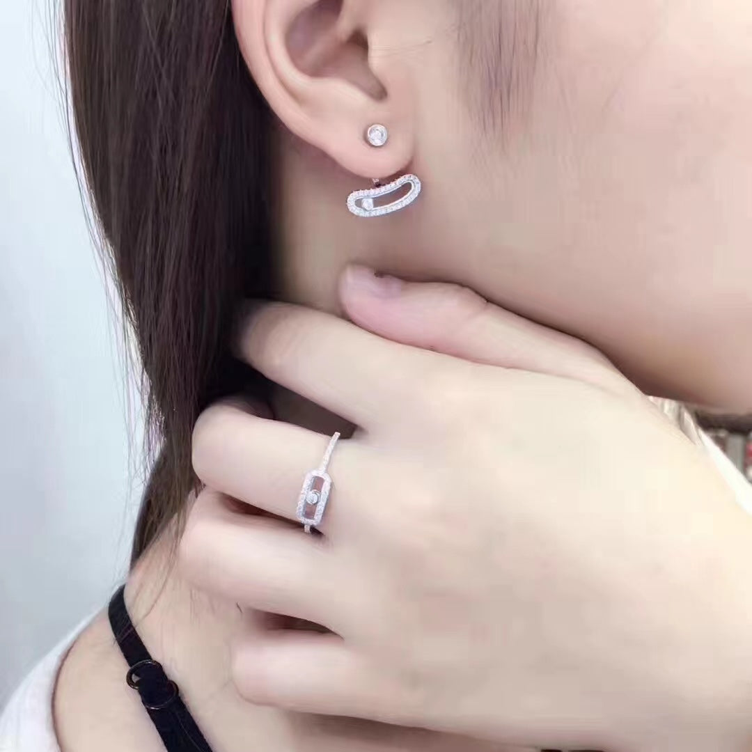 [Dawnora Jewelry]MOVE UNO SILVER DIAMOND EARRINGS