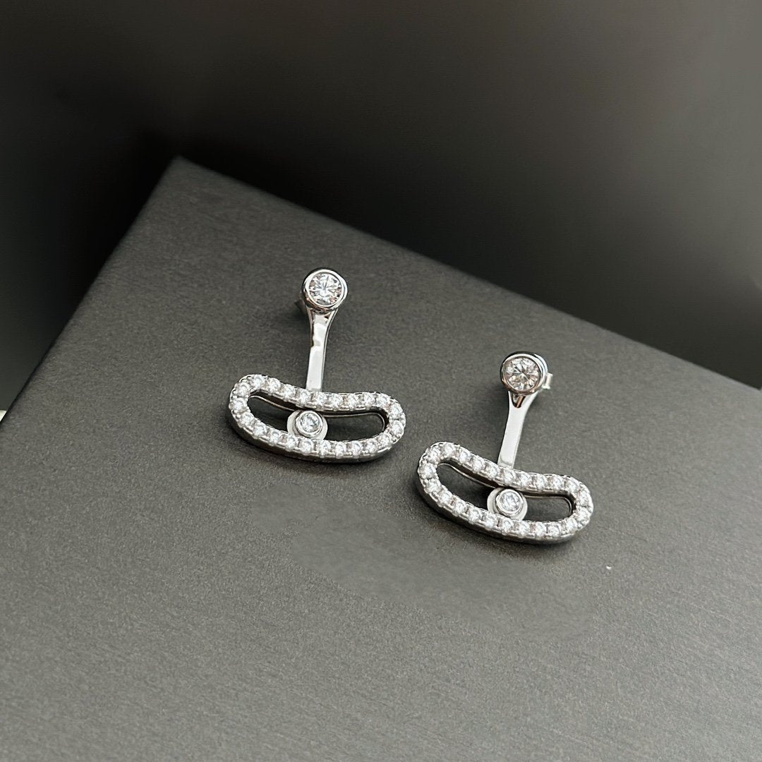 [Dawnora Jewelry]MOVE UNO SILVER DIAMOND EARRINGS