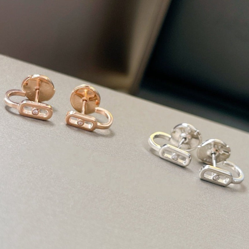 [Dawnora Jewelry]CREOLES MOVE UNO MINI 1 DIAMOND EARRINGS