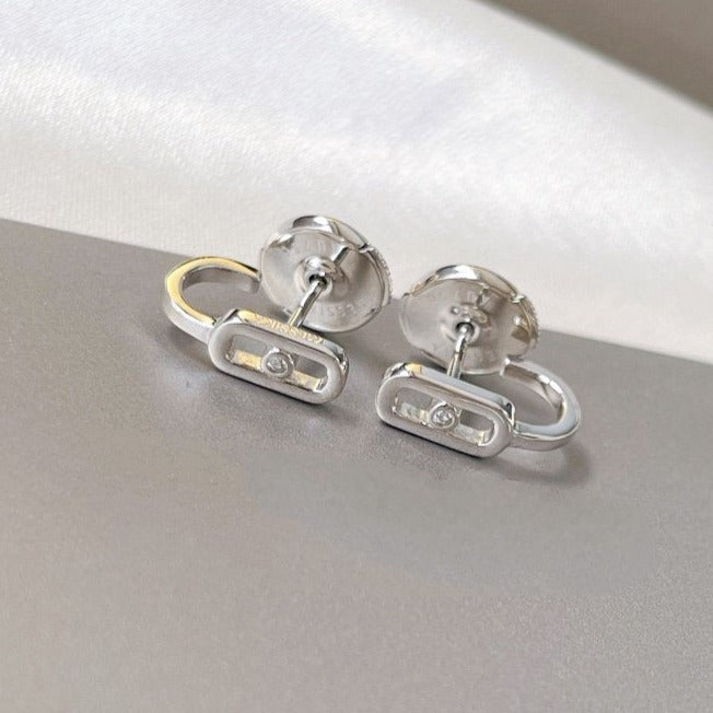 [Dawnora Jewelry]CREOLES MOVE UNO MINI 1 DIAMOND EARRINGS