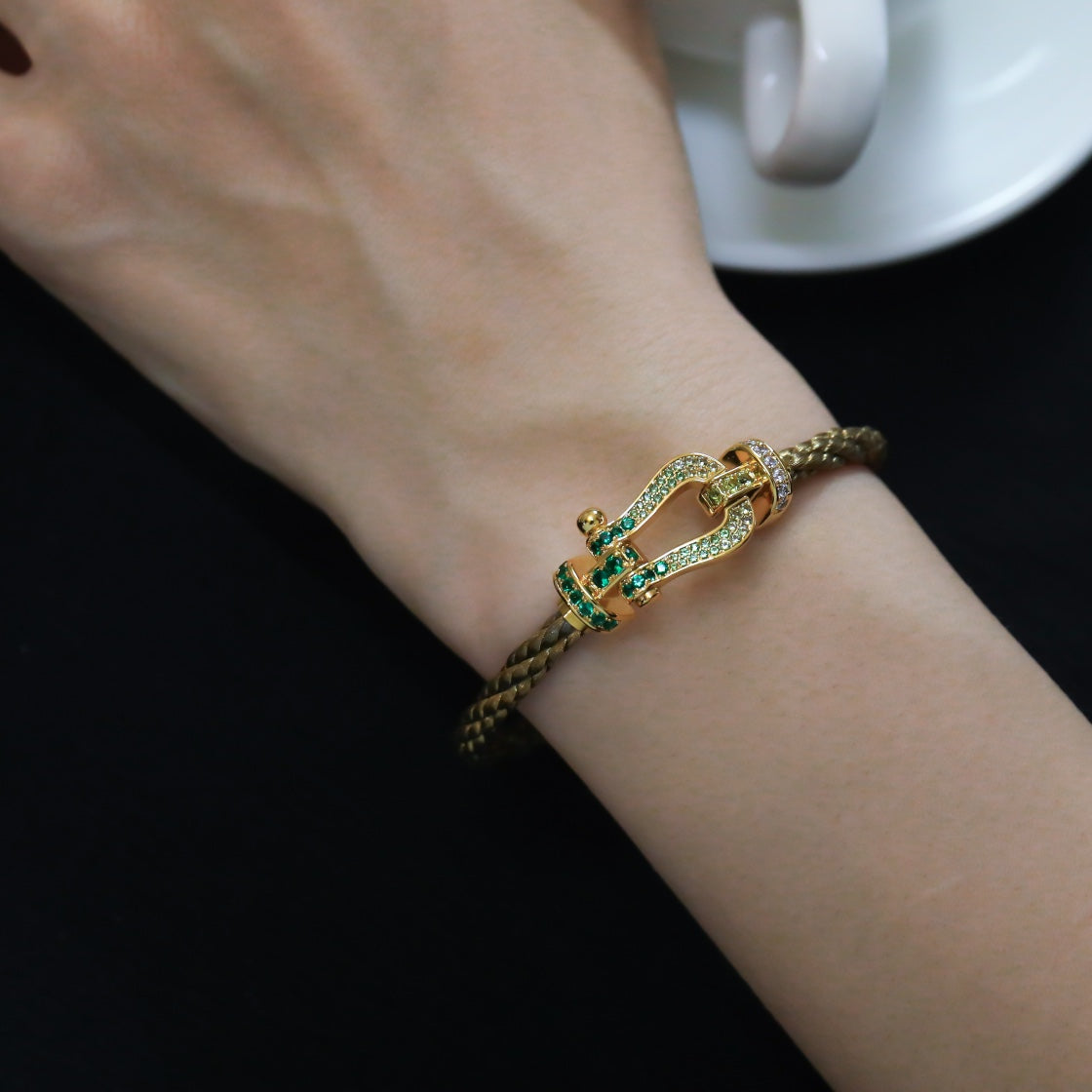 [Dawnora Jewelry]FORCE 10 GOLD GREEN DIAMOND PAVED