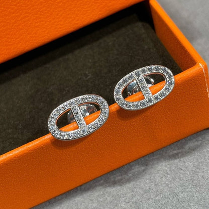 [Dawnora Jewelry]HM FULL DIAMOND PIG NOSE STUD EARRINGS