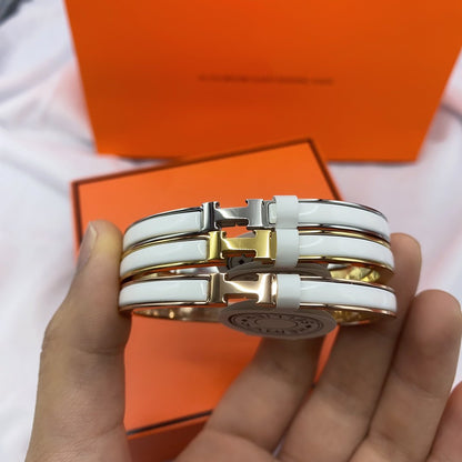 [Dawnora Jewelry]CLASSIC HM CLIC WHITE 8MM ENAMEL BRACELET
